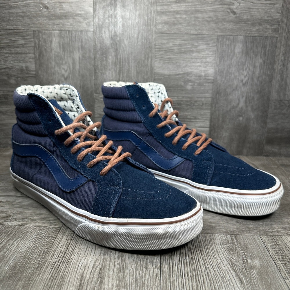 Vans Womens High Top Sneakers Size 8.5 Navy Blue Sk8-Hi Suede Canvas Shoes - Picture 5 of 9